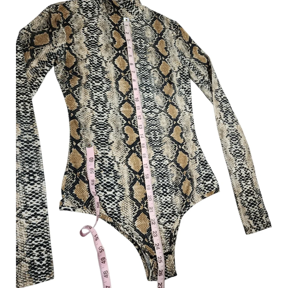 I.AM.GIA Kenzie Snakeskin Bodysuit Long Sleeve Mock Neck Size Small - Picture 11 of 14
